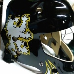 Custom Goalie helmet sticker work